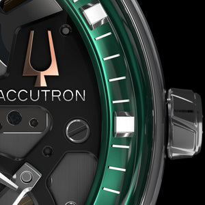 Accutron DNA Electrostatic Open Face Green Dial Watch 2ES8A001