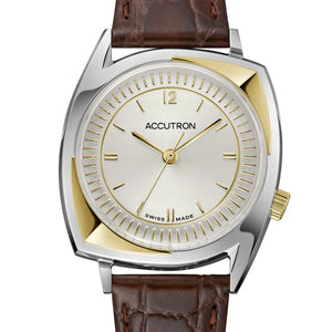 Accutron Legacy “203 Football Gold Relief” Automatic Limited Watch Silver 34mm 2SW8A001