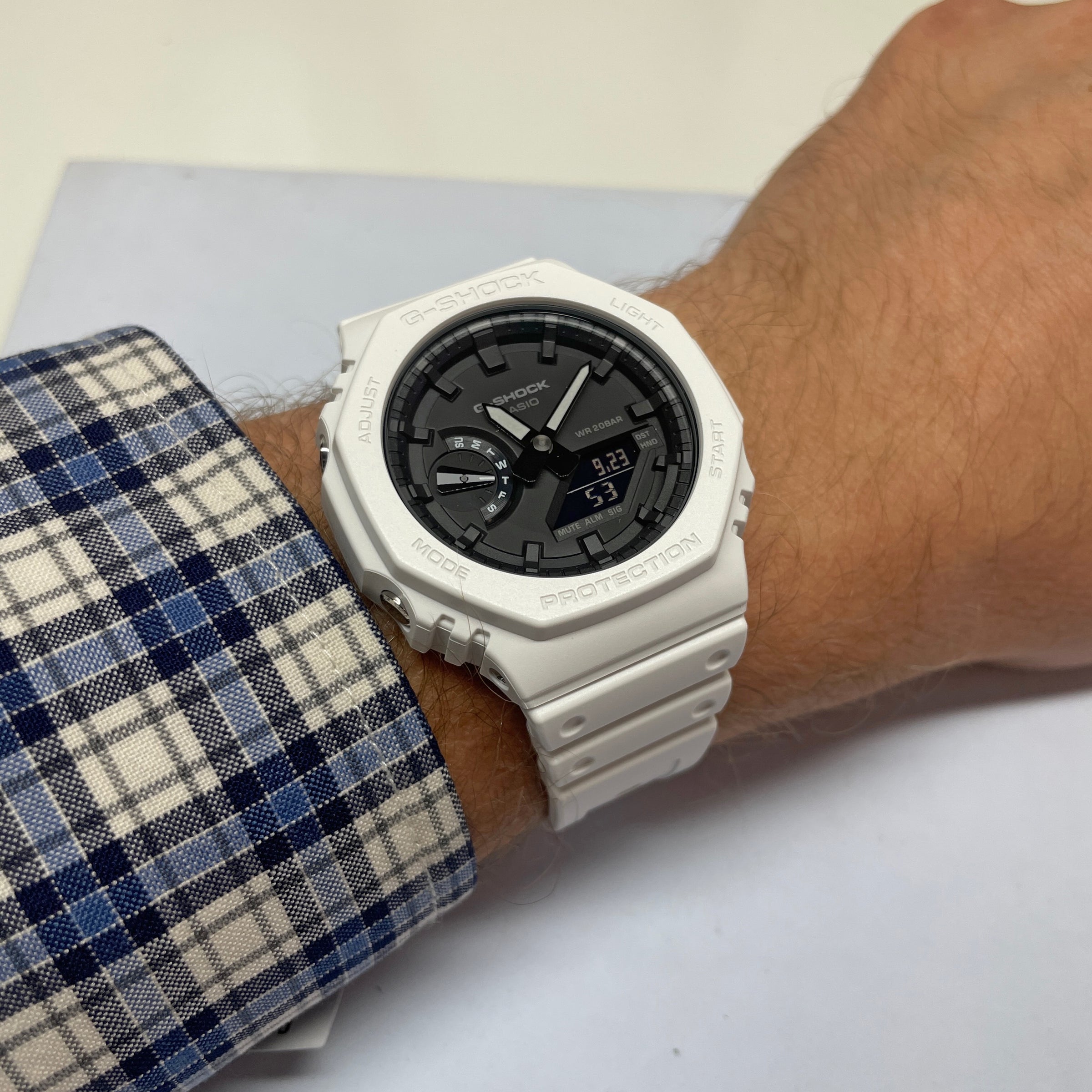 Casio G-Shock White Watch Black Dial Casioak Ga2100 Series Ga2100-7A – Nagi