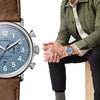 Shinola 47MM Runwell Slate Blue Dial 2-Eye Chronograph British Tan Leather Watch S0120223879