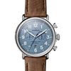 Shinola 47MM Runwell Slate Blue Dial 2-Eye Chronograph British Tan Leather Watch S0120223879