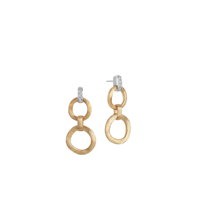 Marco Bicego Jaipur Collection 18K Yellow Gold Double Drop Earrings with Diamonds OB1759 B YW