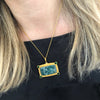 Lika Behar "My World" Necklace with Rectangle Aquaprase & Tsavorites 24K