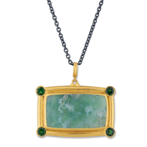 Lika Behar "My World" Necklace with Rectangle Aquaprase & Tsavorites 24K