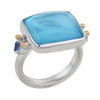 Lika Behar "Kami" Ring with Blue Topaz Mother Pearl Doublet & Sapphires Silver