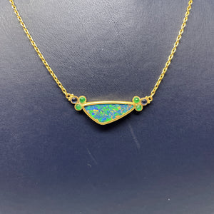 Lika Behar "Ocean" Freeform Opal & Emerald Necklace 24K Gold