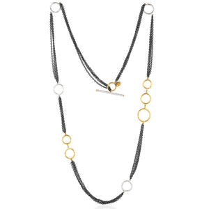 Lika Behar "Bubbles" Multichain Necklace in Sterling Silver & 24K Gold 36" BUB-N-115-GXSIL-33