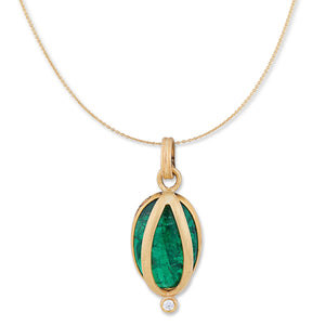 Lika Behar "Byzantine" Oval Emerald Cage Pendant Necklace 22K Gold