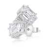 Emerald Cut Diamond Stud Earrings .81Carats Illusion Setting 18K White