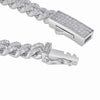 14k White Gold Curb Chain Pave Diamond Bracelet 7"