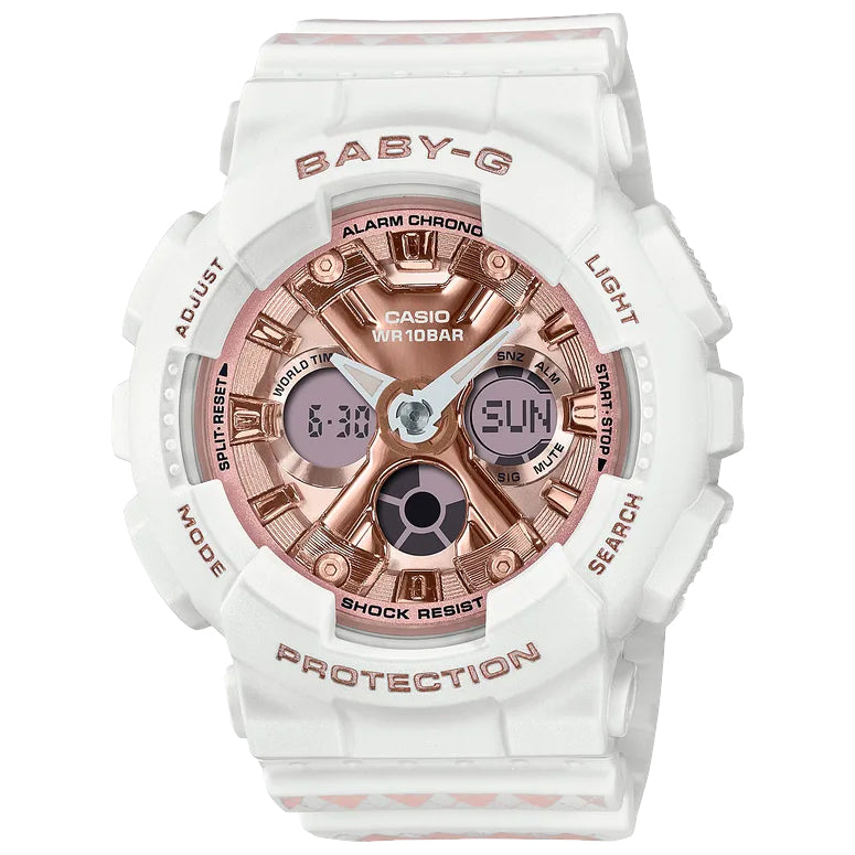 Casio G-Shock Baby-G Watch White Rose Argyle Pretty BA130SP-7A