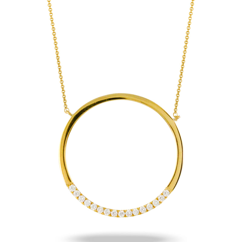 Doves Fibonacci 18k White Gold Open Circle Round Diamond Necklace