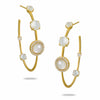 Doves "White Orchid" Mother of Pearl & Diamond Hoop Earrings 18K Yellow Gold