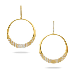 Doves Fibonacci 14K Yellow Gold Diamond Circle Drop Earrings