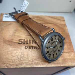Shinola Runwell 41mm Petoskey Stone Dial British Tan Leather Detroit Watch S0120245779