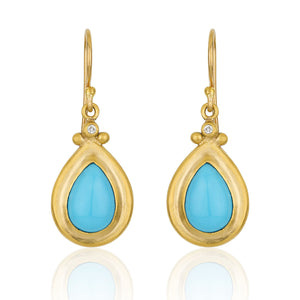 Lika Behar 24k Gold "Rocky" Sleeping Beauty Turquoise Drop Earrings DI-E-103-GDTQ-1