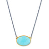 Lika Behar 24k Gold & Silver "Gela" Oval Kingman Arizona Turquoise Necklace