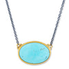 Lika Behar 24k Gold & Silver "Gela" Oval Kingman Arizona Turquoise Necklace