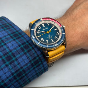 Shinola 42MM The Duck Blue Dial Canary Yellow Strap Watch S0120242335