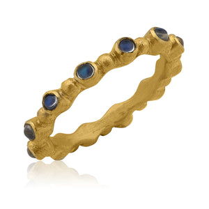 Lika Behar "Love" Ring Cabochon Blue Moonstone 22K Gold Ring