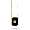 Doves Gatsby Black Onyx & Baguette Diamond Rectangle Pendant Necklace 18K Yellow Gold