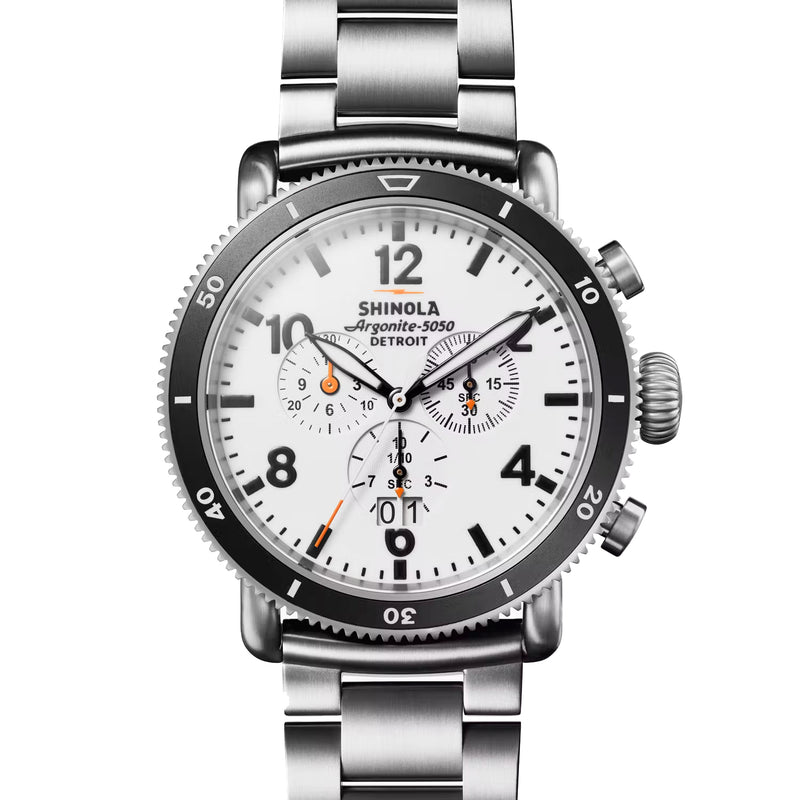 Shinola Titanium White Hurricane Runwell Sport Chronograph 48mm Watch 20224028