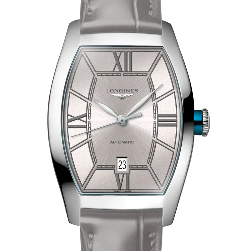 Longines Evidenza Automatic Champagne Colored Dial Grey Leather Strap Watch L21424662