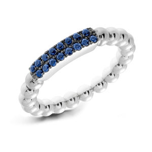 Hulchi Belluni Ring with Pave Sapphire Bar White Gold Stretch Stackable 20148BL-WS