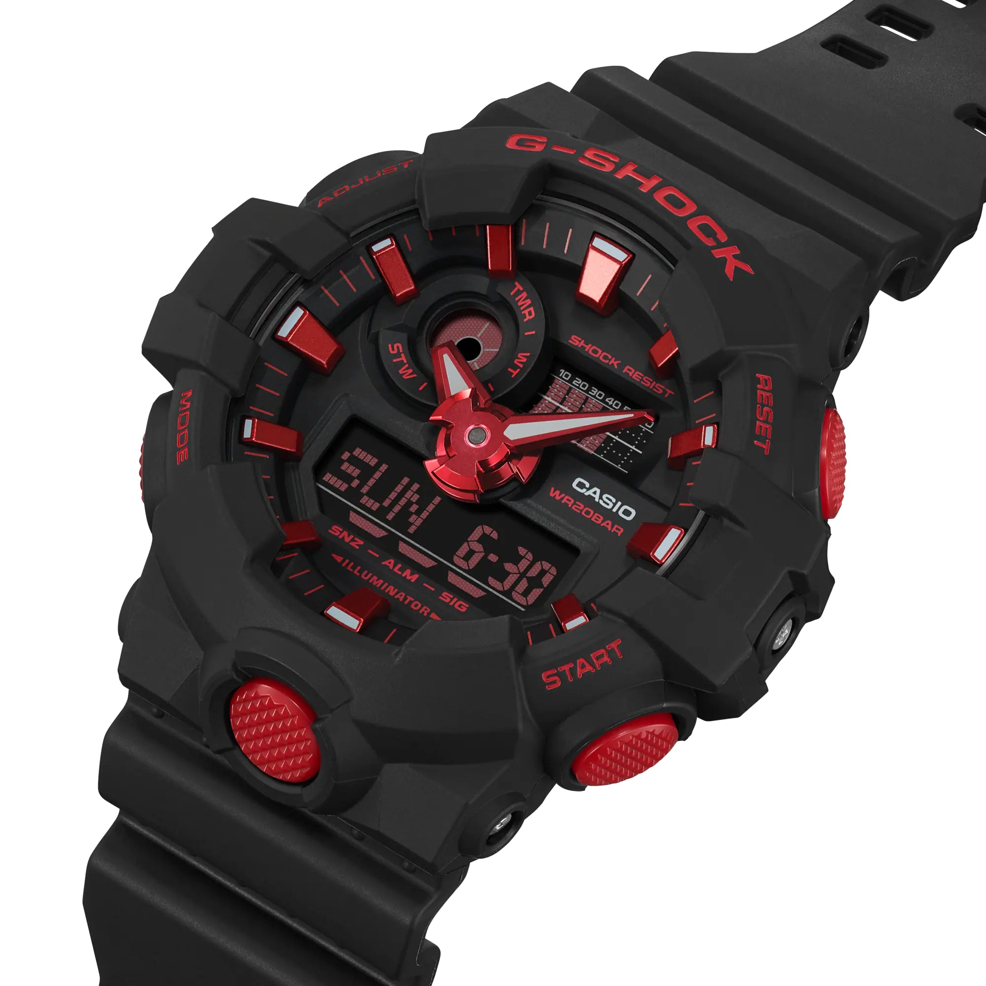 Casio g 2025 shock black red