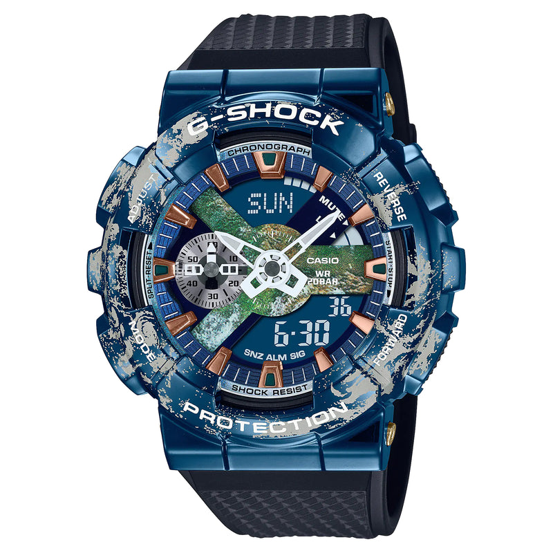 Casio G-Shock GM110EARTH-1 Blue Earth Steel Metal Bezel Watch Limited Ed.
