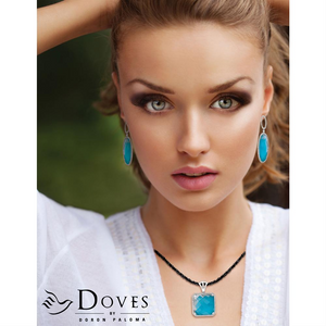 Doves "St Barth's Blue" Turquoise & Diamond Square Pendant Necklace White Gold