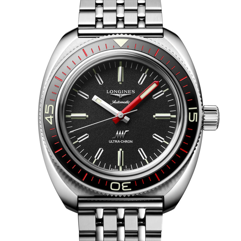 Longines Ultra-Chron Black Red Steel Watch L28364526