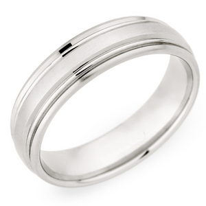 Christian Bauer Men's 18K White Gold 6mm Brushed Wedding Band Ring