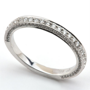 Pave Diamond Three Sided Wedding Band Ring 18K .50 Carat