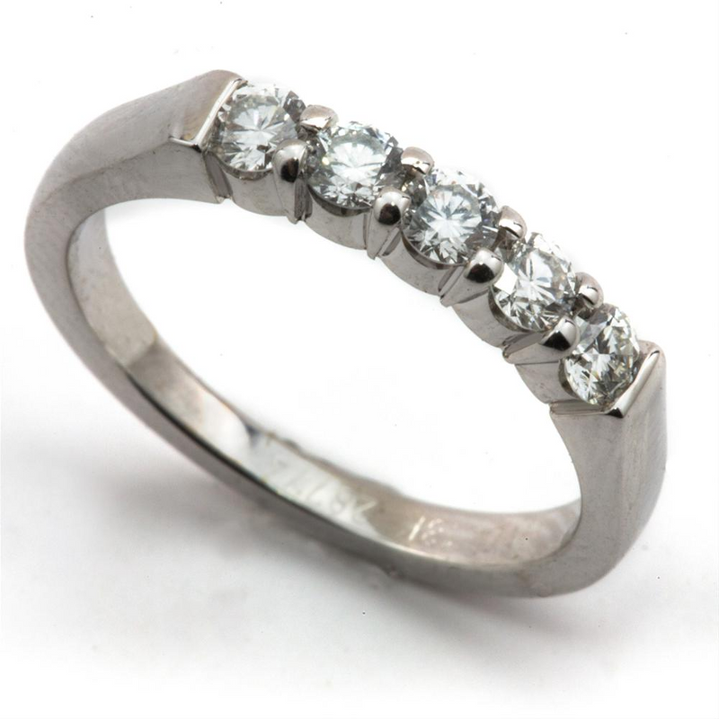 Five Stone Diamond Wedding Band Ring Prong Set 18K .50cts