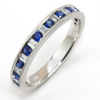Sapphire & Diamond Baguette Channel Set Wedding Band Ring 18K White Gold