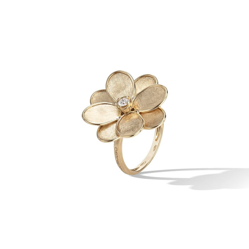 Marco Bicego 18k Gold Petali Small Flower Ring with a Diamond AB605 B Y