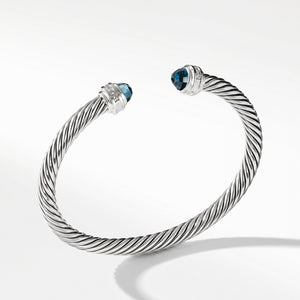 David Yurman 5MM Cable Bracelet with Hampton Blue Topaz and Diamonds