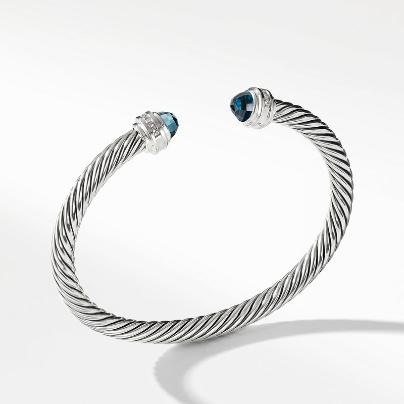 David Yurman 5MM Cable Bracelet with Hampton Blue Topaz and Diamonds – NAGI
