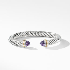 David Yurman 7MM Cable Bracelet with Amethyst and 14K Gold
