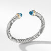 David Yurman 7MM Cable Bracelet with Blue topaz and 14K Gold