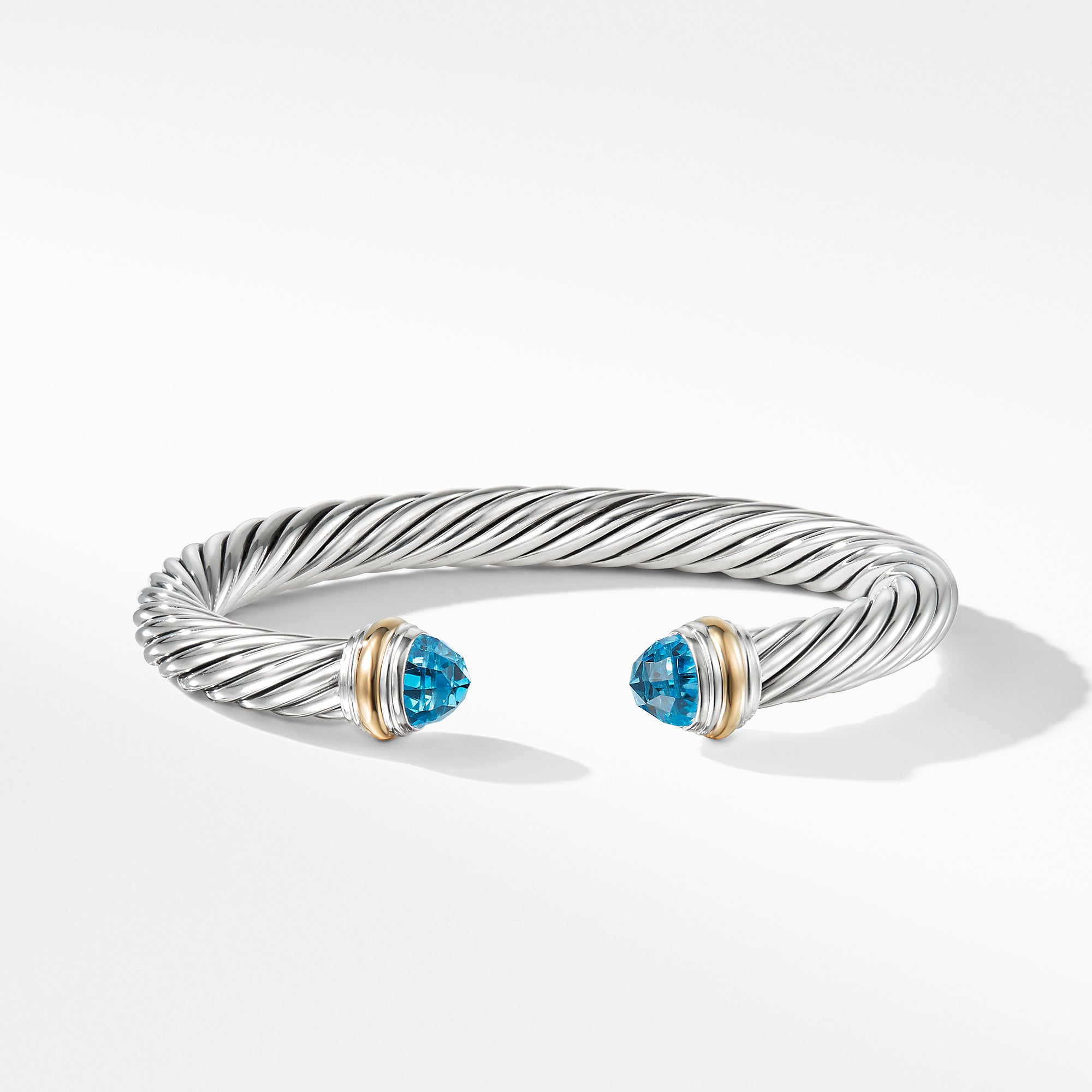 David Yurman 7MM Cable Bracelet with Blue topaz and 14K Gold – NAGI