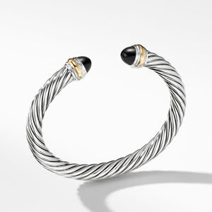 David Yurman Cable Classics Bracelet in Sterling Silver with Black Onyx and 14K Yellow Gold, 7MM