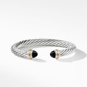 David Yurman Cable Classics Bracelet in Sterling Silver with Black Onyx and 14K Yellow Gold, 7MM
