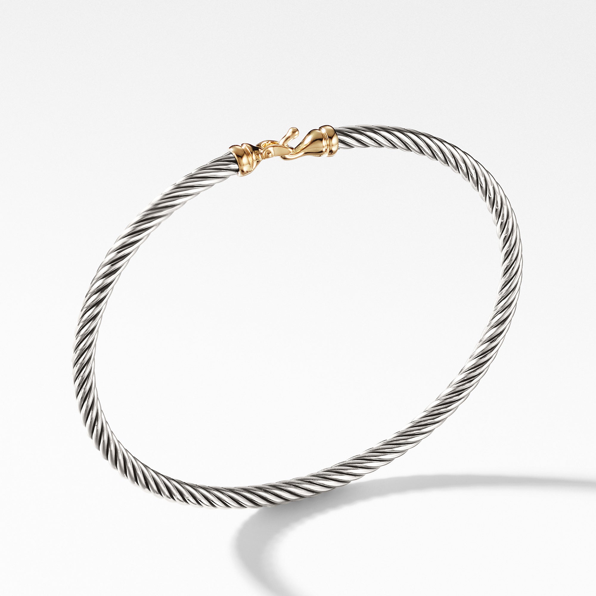 David Yurman Buckle Cable Bracelet with Gold Hook Clasp 3mm – NAGI