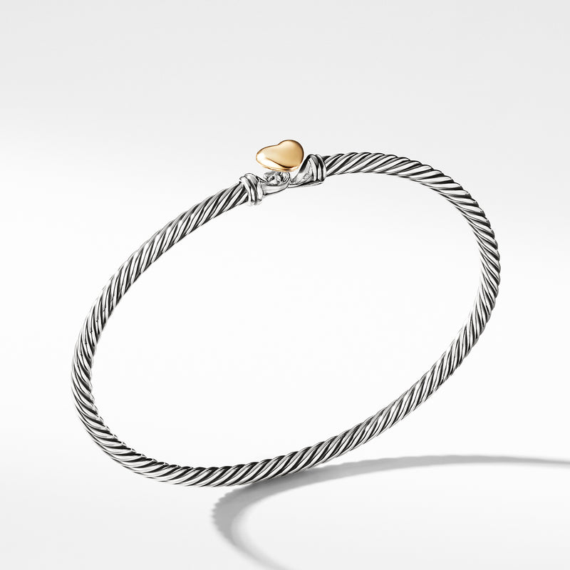 David Yurman Cable Collectibles Heart Bracelet with Gold 3mm