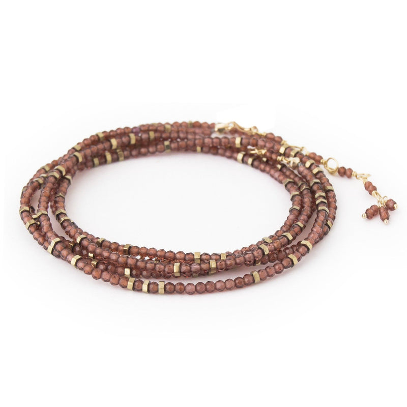 Anne Sportun Confetti Red Garnet Wrap Bracelet Necklace 34In B098G-CON-RD.GARNET