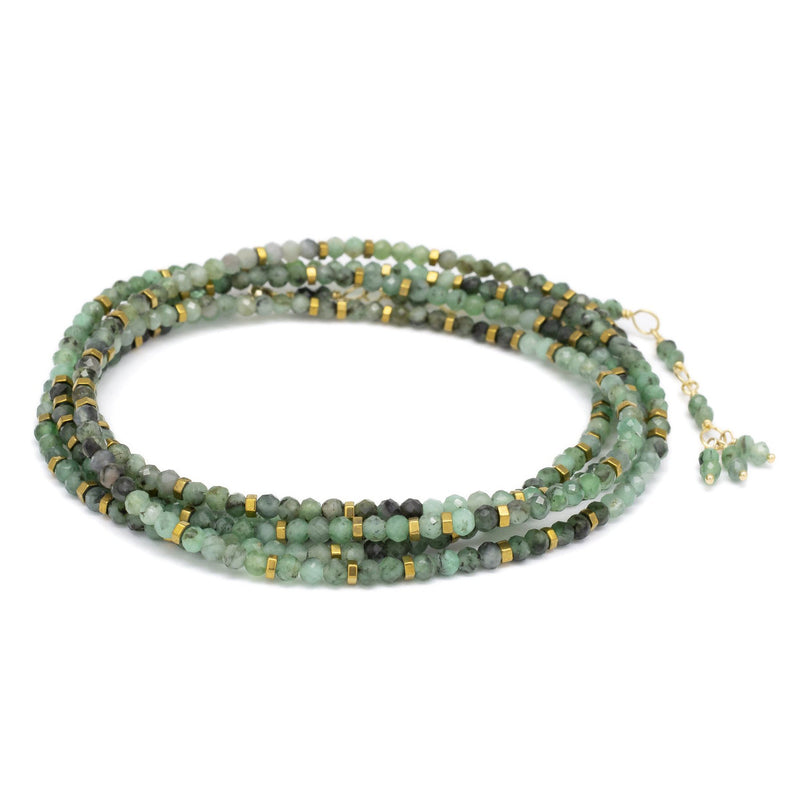Anne Sportun Confetti Sakoda Emerald Wrap Bracelet Necklace 34 Inches B098G-CON.SAK.EM