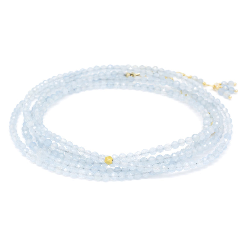Anne Sportun Milky Aquamarine Bead Wrap Bracelet Necklace B098G-MILK.AQ