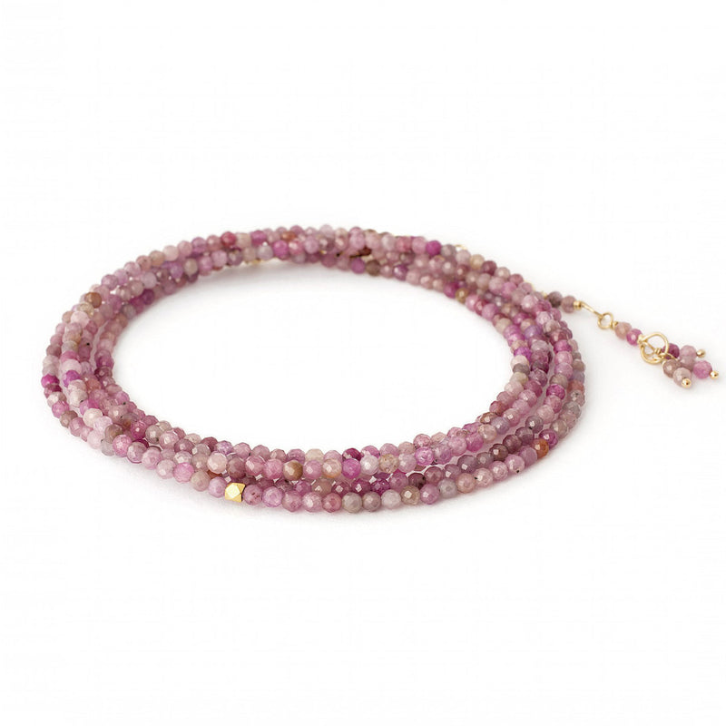 Anne Sportun 18k Gold Regular Multi Pink Ruby Wrap Bracelet Necklace B098G-MULTIPK.RUBY